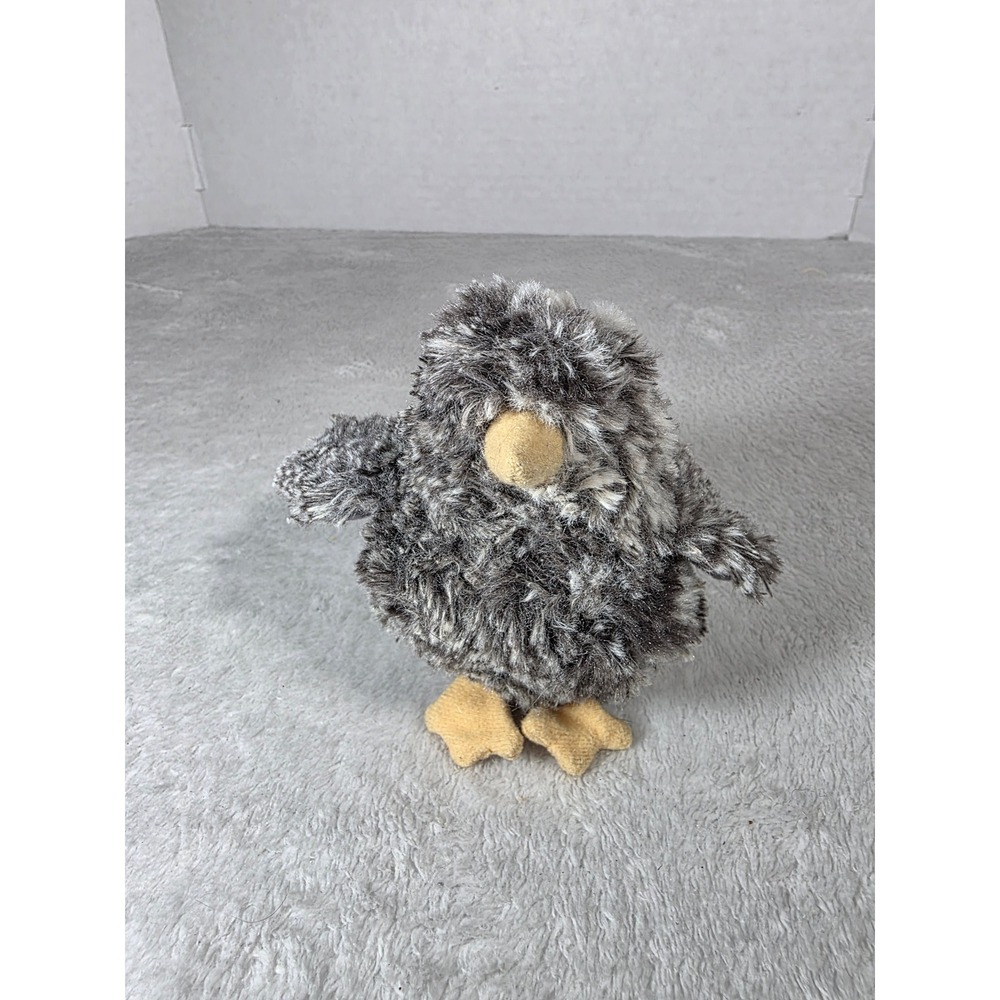 Douglas Black Multi Chick Stuffed Animal Grey White Shaggy Faux Fur 5 inch